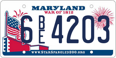 MD license plate 6BE4203