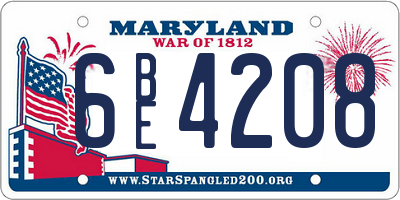 MD license plate 6BE4208