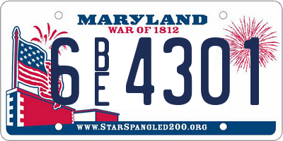 MD license plate 6BE4301