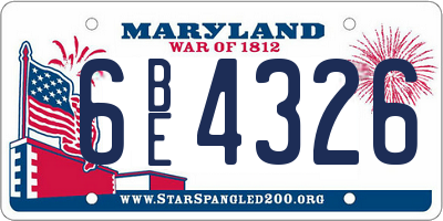 MD license plate 6BE4326