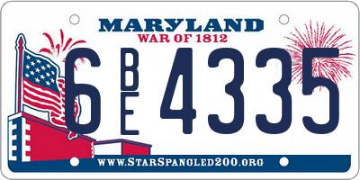MD license plate 6BE4335