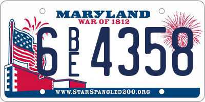 MD license plate 6BE4358