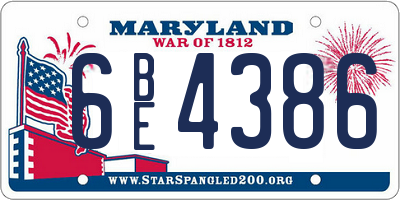 MD license plate 6BE4386
