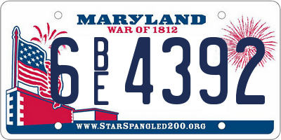 MD license plate 6BE4392