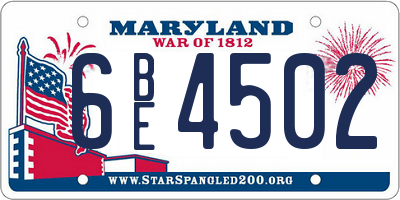 MD license plate 6BE4502