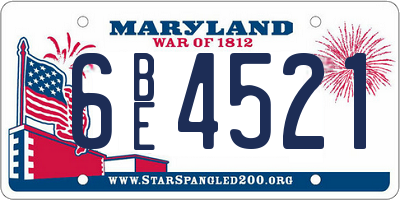 MD license plate 6BE4521