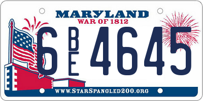MD license plate 6BE4645