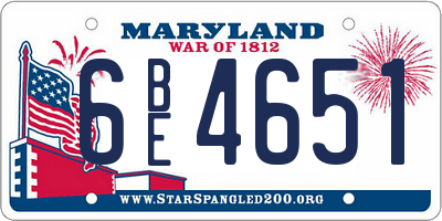 MD license plate 6BE4651