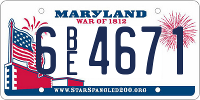 MD license plate 6BE4671