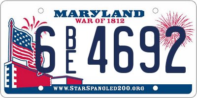 MD license plate 6BE4692