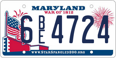 MD license plate 6BE4724