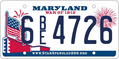 MD license plate 6BE4726