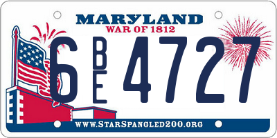 MD license plate 6BE4727
