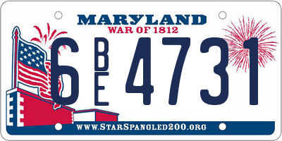 MD license plate 6BE4731