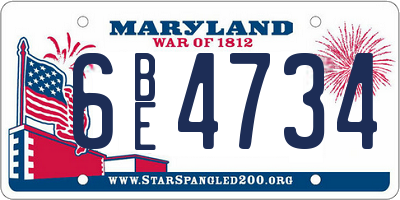 MD license plate 6BE4734