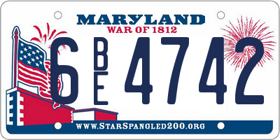 MD license plate 6BE4742