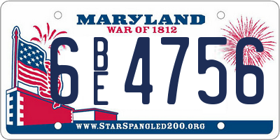 MD license plate 6BE4756