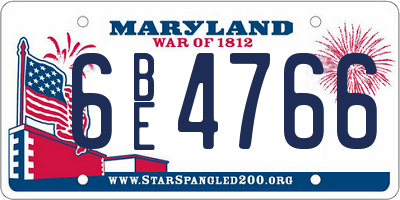MD license plate 6BE4766