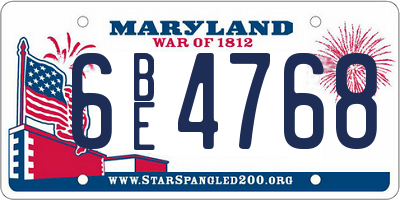 MD license plate 6BE4768