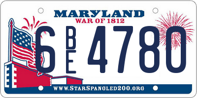 MD license plate 6BE4780