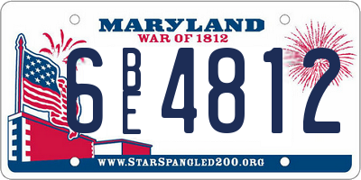 MD license plate 6BE4812