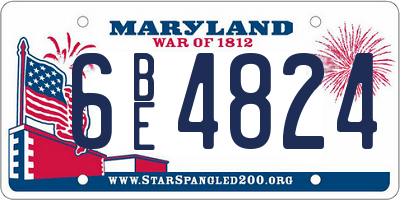MD license plate 6BE4824