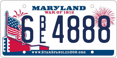 MD license plate 6BE4888