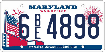 MD license plate 6BE4898