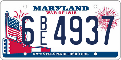 MD license plate 6BE4937