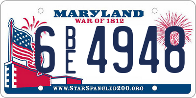 MD license plate 6BE4948
