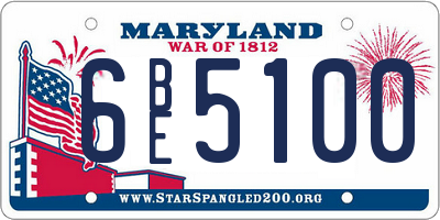 MD license plate 6BE5100
