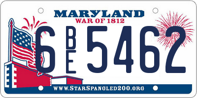 MD license plate 6BE5462