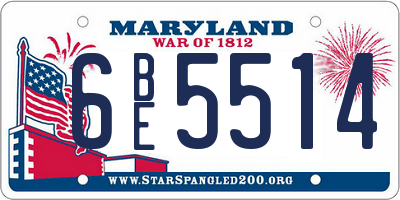 MD license plate 6BE5514