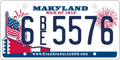 MD license plate 6BE5576