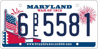 MD license plate 6BE5581