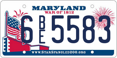 MD license plate 6BE5583