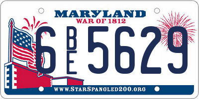MD license plate 6BE5629