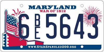 MD license plate 6BE5643