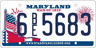 MD license plate 6BE5683