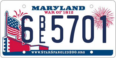 MD license plate 6BE5701
