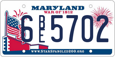 MD license plate 6BE5702