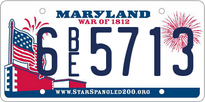 MD license plate 6BE5713