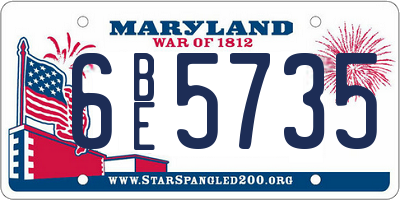 MD license plate 6BE5735