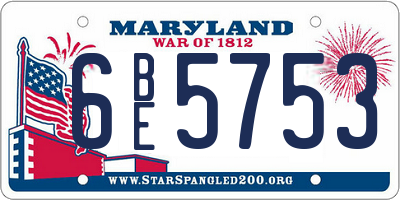 MD license plate 6BE5753