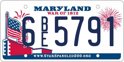 MD license plate 6BE5791