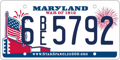 MD license plate 6BE5792