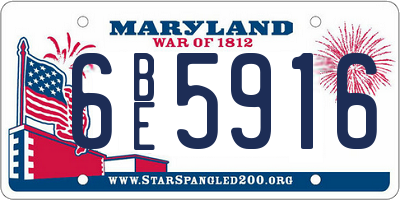 MD license plate 6BE5916