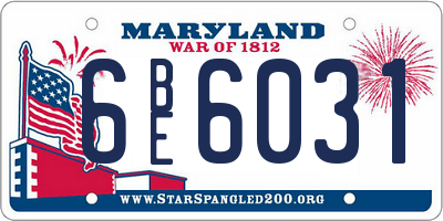 MD license plate 6BE6031