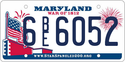 MD license plate 6BE6052