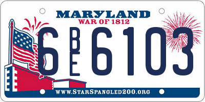 MD license plate 6BE6103